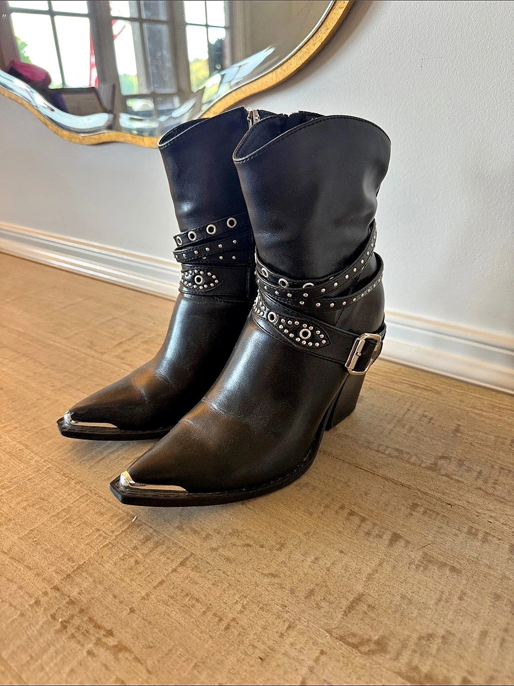 Michael by Michael Kors Black Studded Heeled Ankle Boots